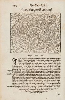 Antique Maps, Münster, Belgium, West Flanders, Brugge, Bruges, 1574: Contrafehtung der Statt Brugk