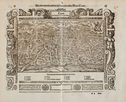 Antike Landkarten, Münster, Frankreich, Indre-et-Loire, Tours, 1574: Die abcontrafactur der schönen und edlen Statt Tours