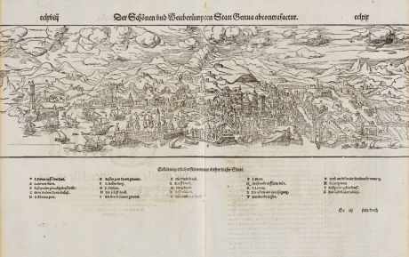 Antique Maps, Münster, Italy, Liguria, Genova, Genoa, 1574: Der Schönen und Weitberhümpten Statt Genua abcontrafactur.