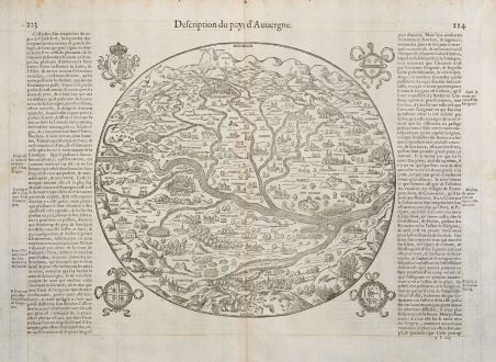 Antike Landkarten, de Belleforest, Frankreich, Auvergne, 1575: Description du pays d'Auvergne