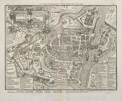 Antike Landkarten, de Belleforest, Frankreich, Bourgogne, Chalon-sur-Saone, 1575: La Ville de Chalon sur Saone / Le vray Pourtraict de la ville de Chalon