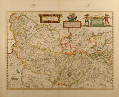 Antike Landkarten, Janssonius, Frankreich, Nordwest Frankreich, Normandie, 1650: Picardia vera et inferior