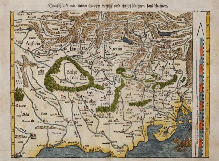 Antike Landkarten, Münster, Deutschland, 1550: Teütschland mit seinem gantzen begriff und eingeschlossnen landschafften