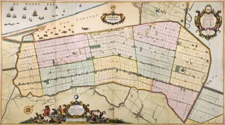 Antique Maps, Zoutman, Netherlands, Schagerbrug, Schagen, Zijpe, 1665: Afbeelding van de Zyp, Haer waere gelegentheit van Dyckage, Weegen, Watringen en Schey-slooten, Alle de Hofsteeden,...