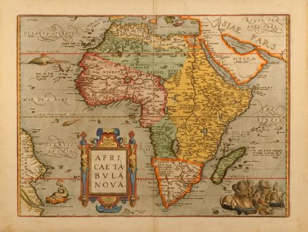 Antique Maps, Ortelius, Africa Continent, Africa Continent, 1598: Africae tabula nova