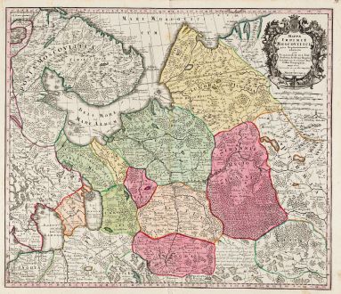 Antike Landkarten, Seutter, Russland, Moskau, Moskwa, 1730: Mappae Imperii Moscovitici Pars Septentrionalis