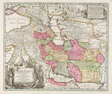 Antike Landkarten, Homann, Mittlerer Osten, Iran / Irak / Syrien / Persischer Golf: Imperii Persici in Omnes suas Provincias