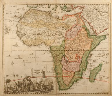 Antike Landkarten, Homann, Afrika Kontinent, 1700: Accuratissima totius Africae Tabula in Lucem producta