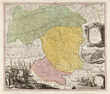 Antike Landkarten, Homann, Österreich - Ungarn, Graz, Steiermark, Kärnten: Ducatus Stiriae Novissima Tabula ...