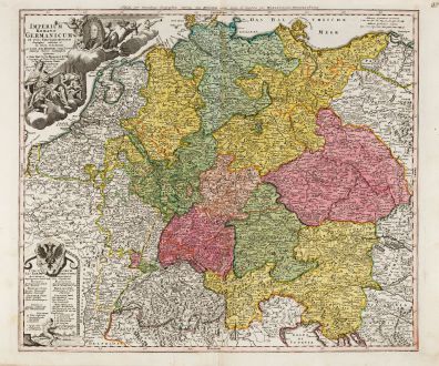 Antique Maps, Homann, Germany, Central Europe, 1720: Imperium Romano-Germanicum in suos Circulos Divisum