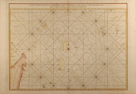 Antique Maps, Mannevillette, East Africa, Seychelles, 1775: Carte réduite de l'Archipel du Nord-Est de l'Isle Madagascar depuis la lingne Equinoctiale jusqu'au 21d.30m. de Latitude...