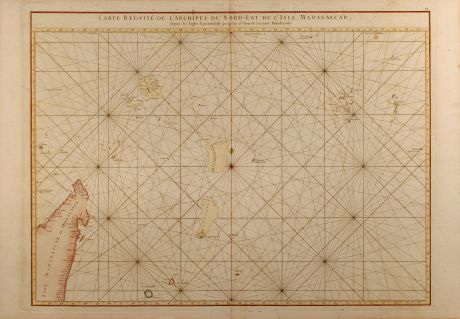 Antique Maps, Mannevillette, East Africa, Seychelles, 1775: Carte réduite de l'Archipel du Nord-Est de l'Isle Madagascar depuis la lingne Equinoctiale jusqu'au 21d.30m. de Latitude...