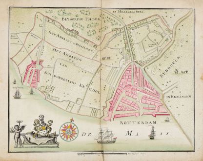 Antike Landkarten, de La Rocque, Benelux, Delfshaven/Rotterdam, 1760: Rotterdam