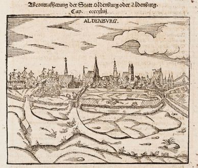 Antike Landkarten, Münster, Deutschland, Niedersachsen, Stade, 1574: Aldenburg [Aldenbvrg]