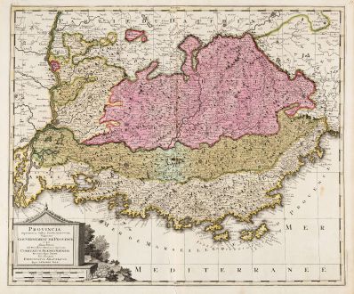 Antike Landkarten, Valk, Frankreich, Cote d Azur, Provence, 1700: Provincia Supremarum Galliae Praefecturarum una Vulgariter Gouvernement de Provence ...