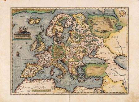 Antique Maps, Ortelius, Europe Continent, 1584: Europae