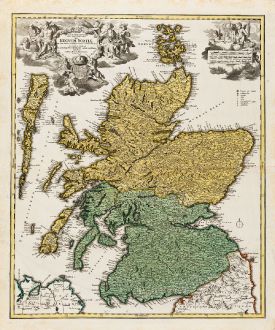 Antike Landkarten, Homann, Britische Inseln, Schottland, 1720: Magnae Britanniae Pars Septentrionalis qua Regnum Scotiae ...