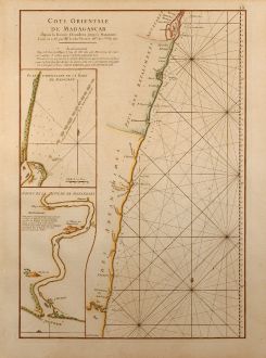 Antique Maps, Mannevillette, East Africa, Sea Chart, Indian Ocean, East Madagascar: Cote Orientale de Madagascar Depuis la Riviere d'Ivondrou jusqu'à Mananzari