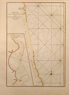 Antique Maps, Mannevillette, East Africa, Sea Chart, East Madagascar, 1775: Côte de L'Isle Madagascar depuis la Baye de Vohemare jusqu'à la Pointe de l'Est