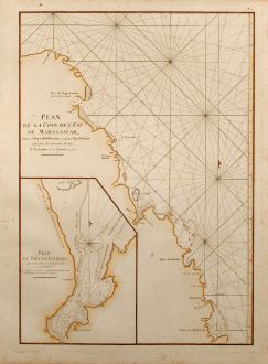 Antike Landkarten, Mannevillette, Ostafrika, Seekarte, Ost Madagaskar, Louquez: Plan de la Côte de L'Est de Madagascar, depuis la Baye de Vohemare jusqu'au Cap d'Ambre