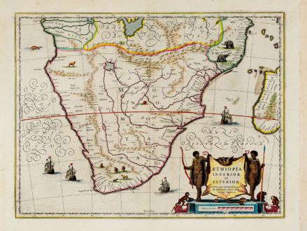 Antique Maps, Blaeu, South Africa, 1644-55: Aethiopia Inferior, vel Exterior.