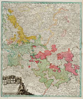 Antike Landkarten, Homann, Deutschland, Rheinland-Pfalz, Nordrhein-Westfalen: S.R.I. Circulus Rhenanus sive Electorum Rheni