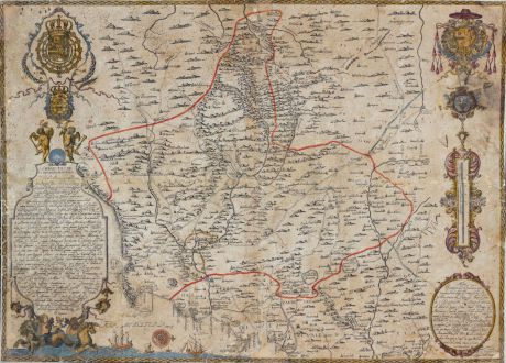 Antique Maps, Vidal y Pinilla, Spain - Portugal, Murcia, Cartagena, 1724: Obispado de Cartaxena Reino de Murcia ...