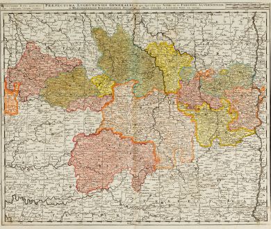 Antike Landkarten, Valk, Frankreich, Auvergne-Rhone-Alpes, 1720: Praefectura Lugdunensis Generalis, in qua Specialis Ejus Ager, ut et Forensis, Alverniensis et Marchianensis Borboniusque...