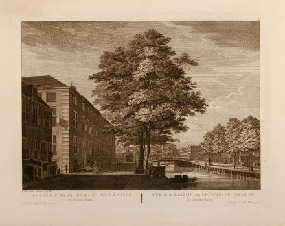 Antike Landkarten, Fouquet, Niederlande, Amsterdam, Waale Weeshuys, 1775: Gezicht van het Waale Weeshuys