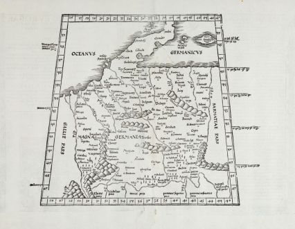 Antike Landkarten, Fries, Deutschland, 1525: [Tabula IIII. Europae / Hae sunt e cognitis totius orbis Prouincijs seu Prefecturis quas quarta Europae tabula complectitur....