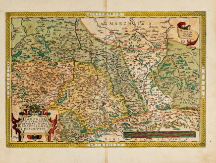 Antique Maps, Ortelius, Germany, Thuringia, Saxony-Anhalt, Saxony, 1603: Saxoniae, Misniae, Thuringiae, Nova Exactissimaq. Descriptio