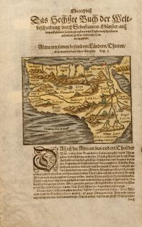 Antique Maps, Münster, Africa, 1580: Africa mit seinen besundern Ländern, Thieren, und wunderbarlichen Dingen