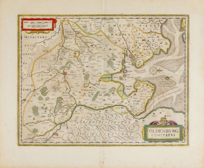 Antique Maps, Janssonius, Germany, Lower Saxony, Oldenburg, 1646-57: Oldenburg Comitatus