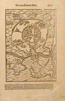 Antike Landkarten, Münster, Nordafrika, Tunis, 1580: Tunis