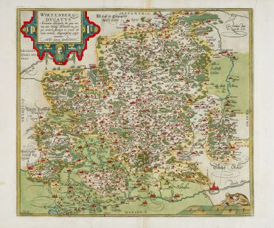 Antique Maps, Ortelius, Germany, Baden-Württemberg, 1579: Wirtenberg Ducatus