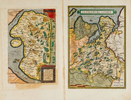 Antike Landkarten, Ortelius, Deutschland, Niedersachsen, Schleswig-Holstein: Oldenburg Comit. / Thietmarsiae, Holsaticae Regionis Partis Typus
