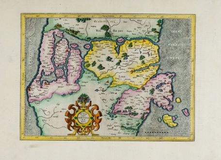 Antique Maps, Mercator, Denmark, Jutland (Jylland), 1607-08: Iutia Septentrionalis