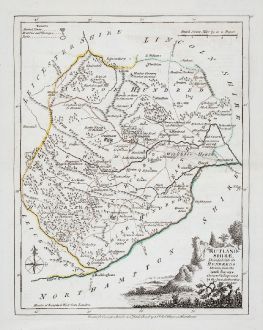 Antique Maps, Ellis, British Isles, England, Rutland, 1764-68: Rutlandshire, Divided into its Hundreds...