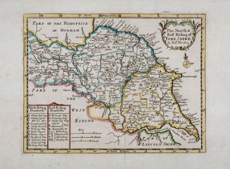Antike Landkarten, Morden, Britische Inseln, England, Yorkshire, 1701: The North & East Riding of Yorkshire by Rob. Morden.