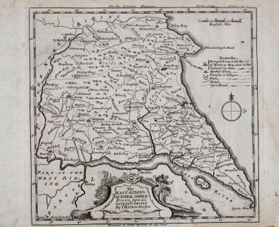 Antike Landkarten, Kitchin, Britische Inseln, England, Yorkshire, 1749: The North & East Riding of Yorkshire by Rob. Morden.