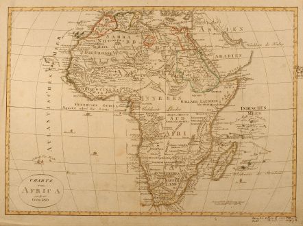Antike Landkarten, Geographisches Institut Weimar, Afrika Kontinent, 1810: Charte von Africa