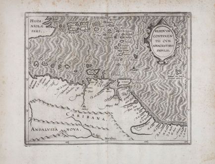 Antike Landkarten, Wytfliet, Mittelamerika - Karibik, Venezuela und der Karibik: Residuum Continentis Cum Adiacentibus Insulis.