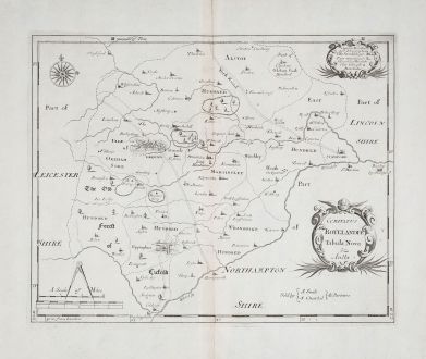 Antique Maps, Morden, British Isles, England, Rutland, 1695: Comitatus Rotelandiae tabula Nova & Aucta.