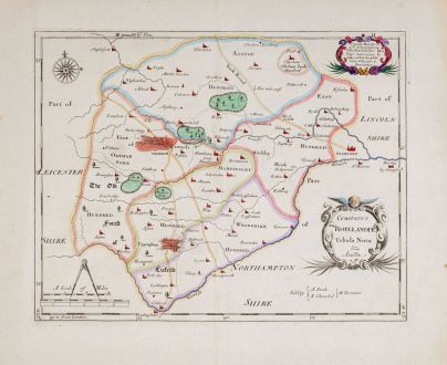 Antike Landkarten, Morden, Britische Inseln, England, Rutland, 1695: Comitatus Rotelandiae tabula Nova & Aucta.