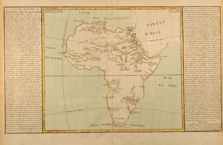 Antike Landkarten, Clouet, Afrika Kontinent, 1787: Lacs Fleuve Rivieres et Principales Montagnes de l'Afrique