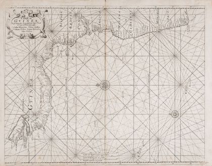 Antique Maps, Seller, West Africa, Guinea, 1677-79: A Chart of Guinea. Describing the Sea Coast from Cape de Verde to Cape de Bona Espransa