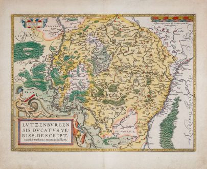 Antique Maps, Ortelius, Luxembourg, 1603: Lutzenburgen sis Ducatus Veriss. Descript. Iacobo Surhonio Montano auctore.