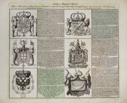 Grafiken, Weigel, Wappen, 1718: Andere Wappen-Charte Derer Europaeischen Kaiserthümer und Koenigreiche...