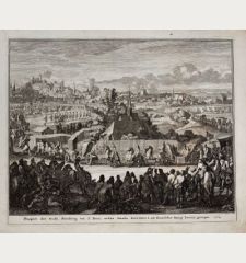 Prospect der Stadt Nürnberg von St. Peter, welche Straße Iosephus I. als Römischer König herein gezogen. 1704