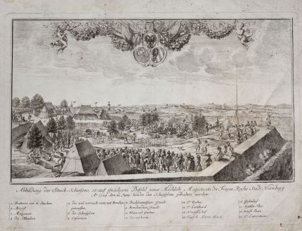Antique Maps, Weigel, Germany, Nuremberg, 1730: Abbildung des Stuck-Schiesens, so auf Gnädigen Befehl eines Höchlöb Magistrats der Freyen Reichs Stadt Nürnberg: Ao....